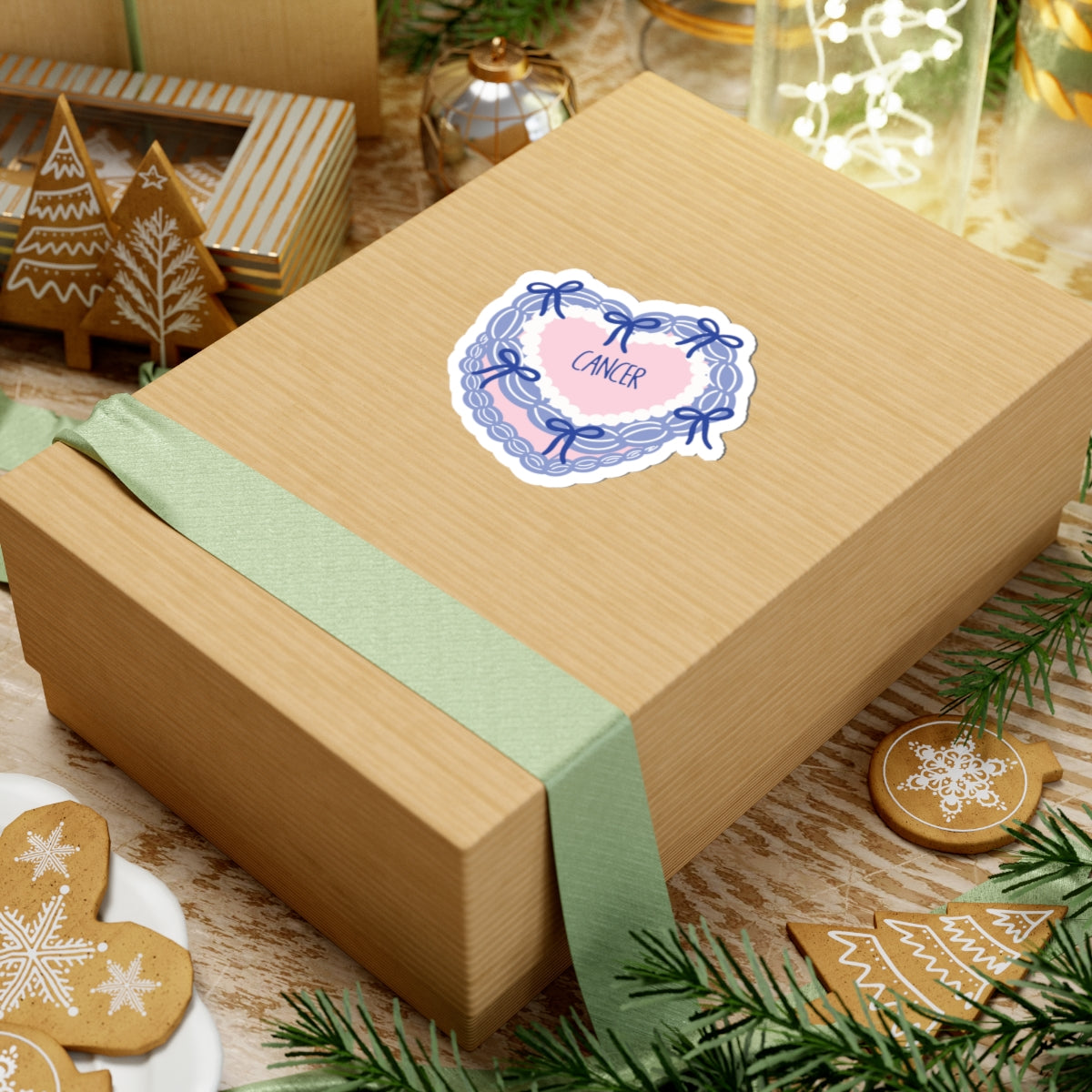 Cancer Vintage Cake Sticker